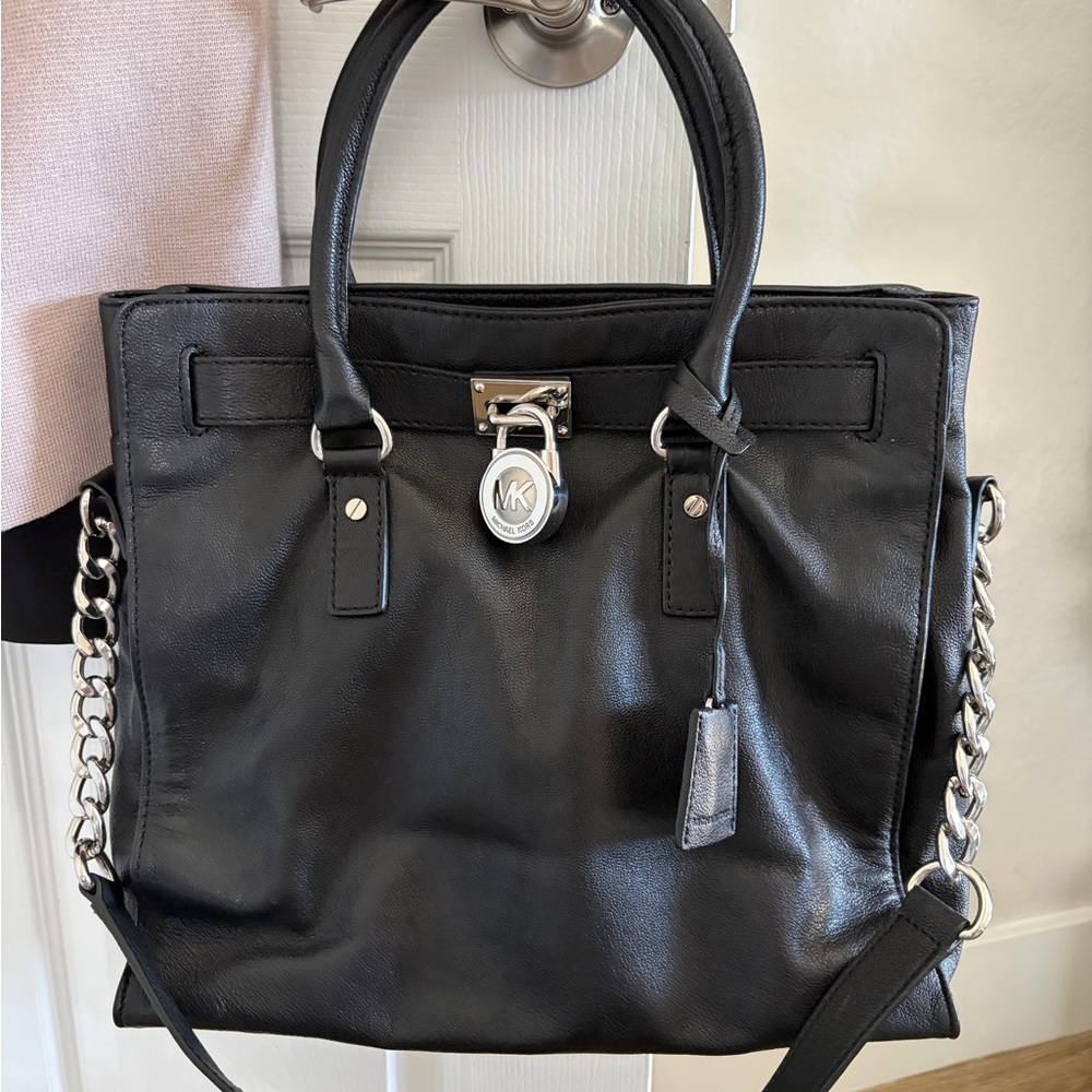 Michael Kors Black Tote with Silver Accents